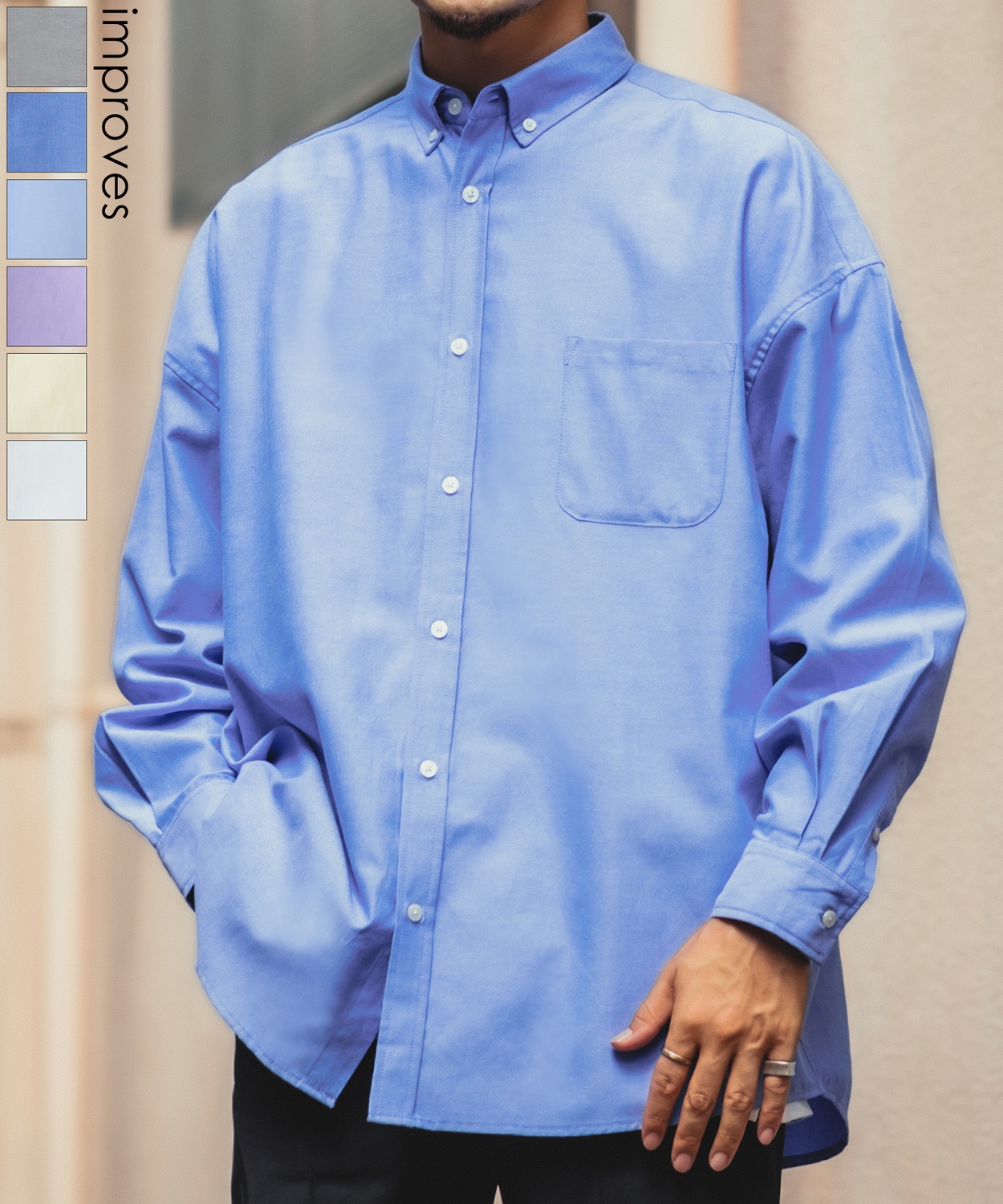 improves】長袖オックスボタンダウンシャツ