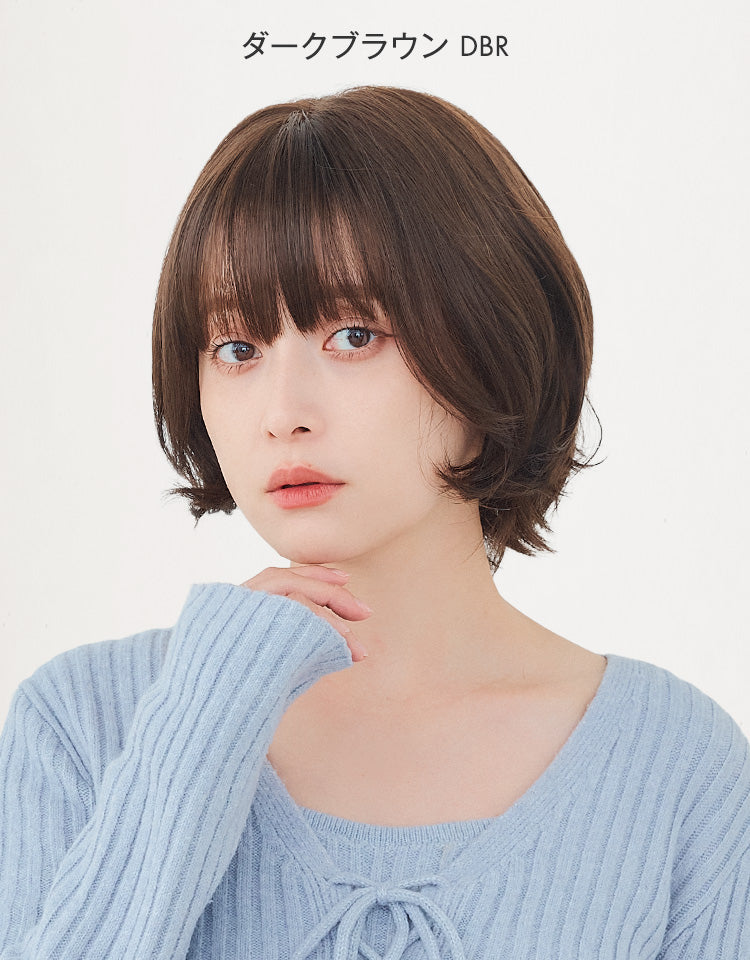 ラテショート人毛MIX フルウィッグ ショート｜リネアストリア