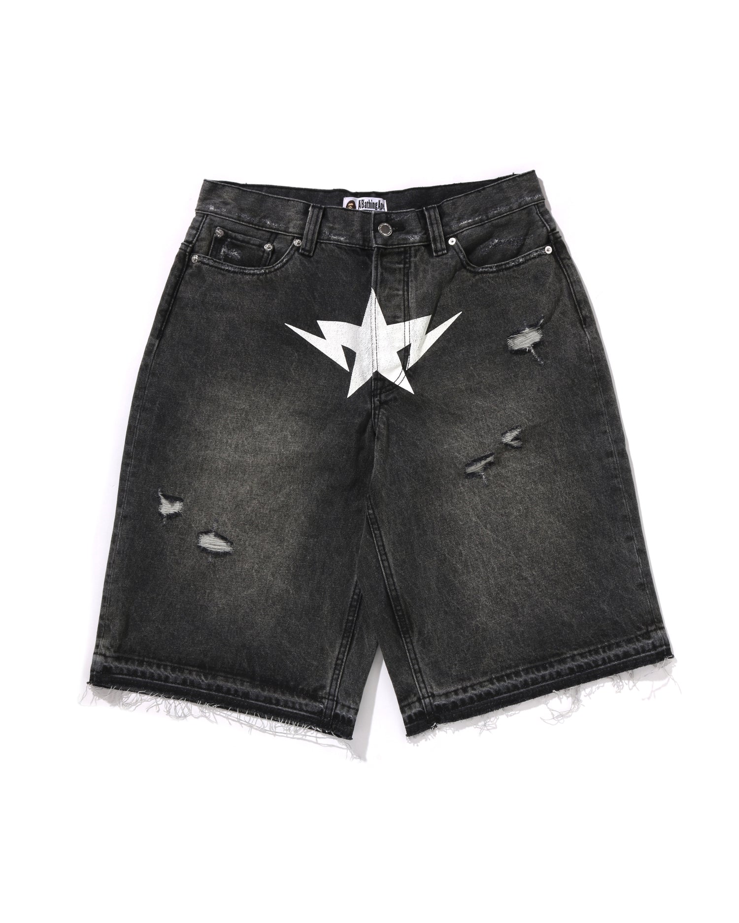 A BATHING APE® Destroyed STA Relaxed Fit 13oz Demin Shorts | Bape