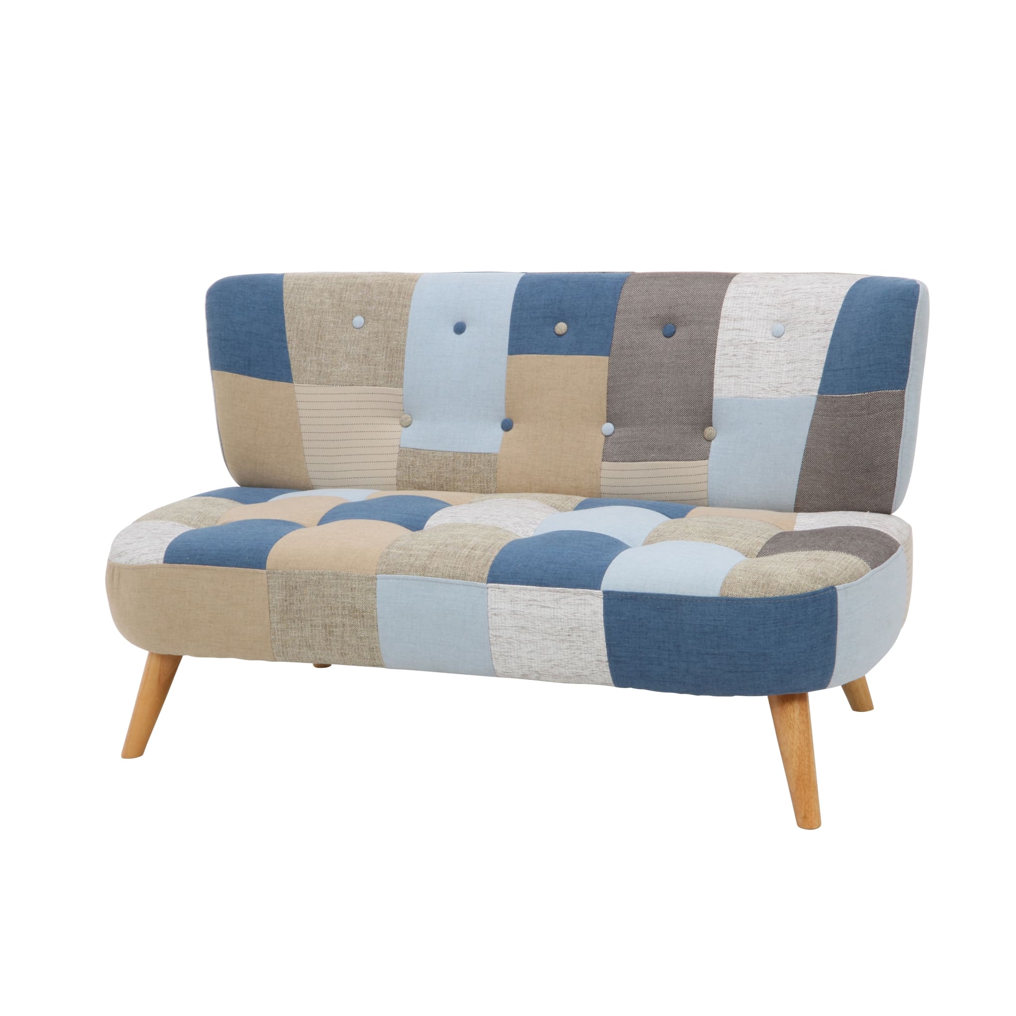 カラフルなパッチワーク 2人掛けファブリックソファー-weshop interior