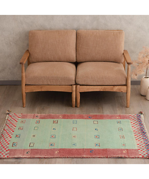 三連休SALE 139×70cm ギャッベ ペルシャ絨毯 手織り 三連休SALE 139
