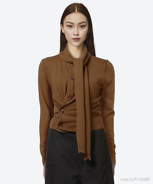 カーディガン TWISTED CARDIGAN WITH SCARF