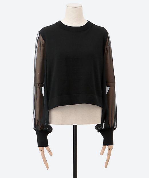 CREW NECK CROPPED SWEATER WITH