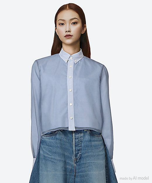 LAYERED OXFORD SHEER SHIRT 15247