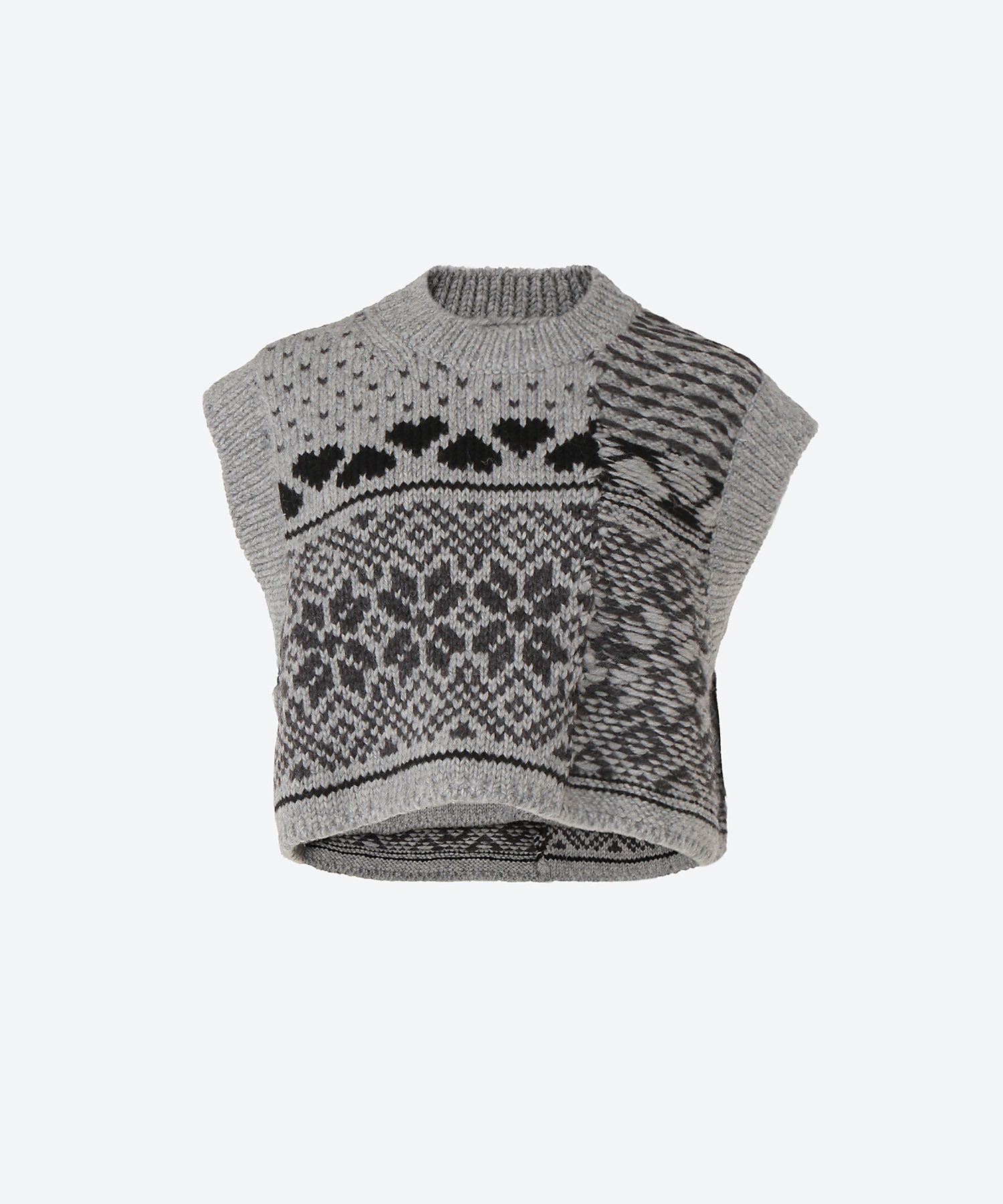 3G FAIR ISLE KNIT CREWNECK SHORT