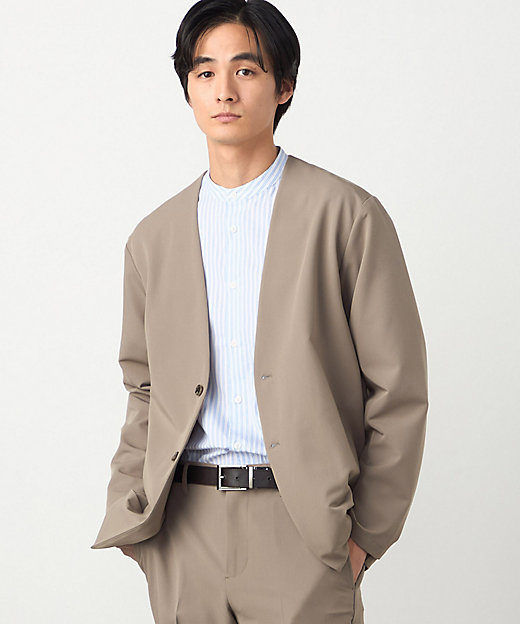 セットアップ対応】ウールライク ノーカラージャケット