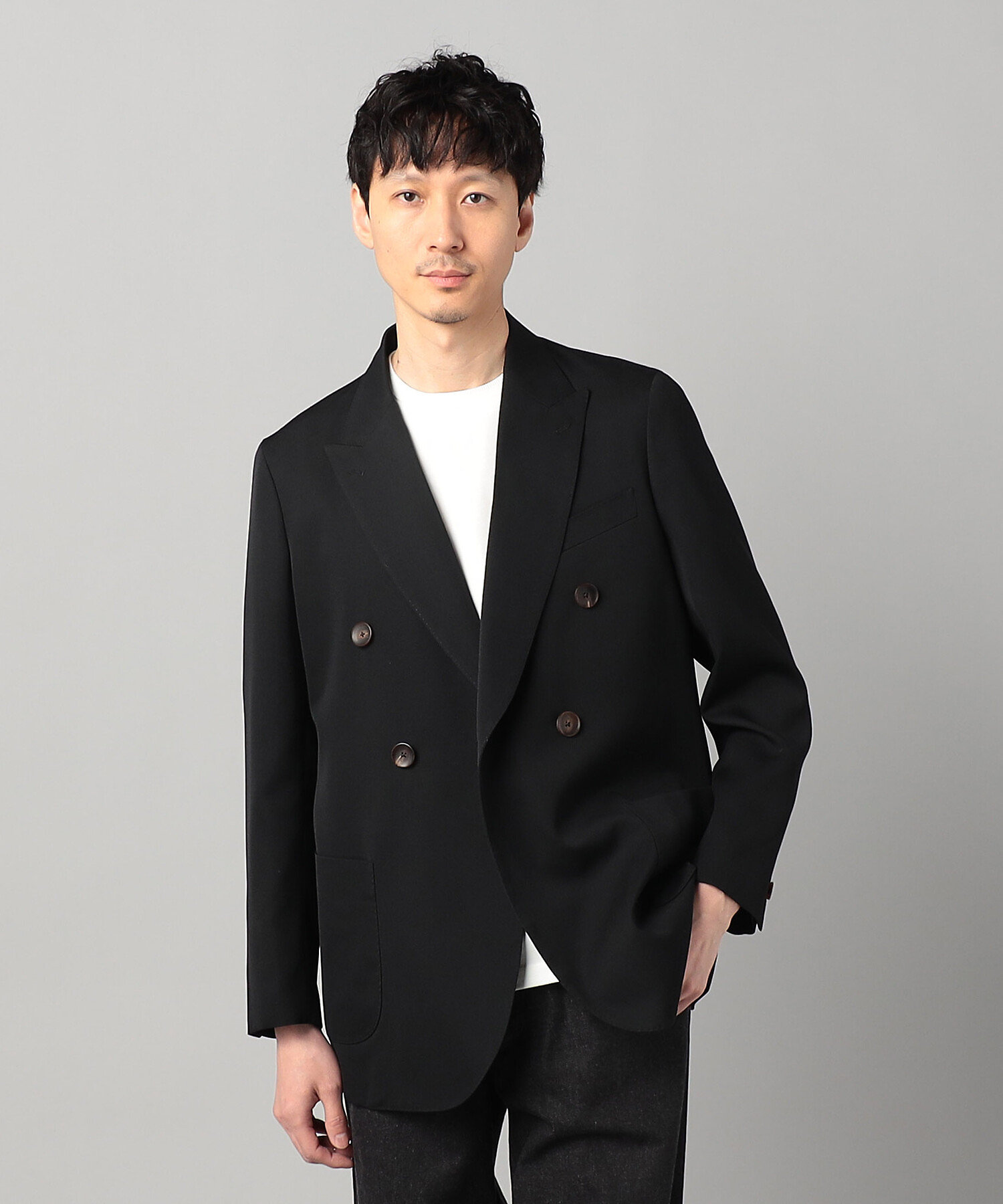 AD2019 ウールギャバジャケット 黒 archive ペーパーウールギャバ