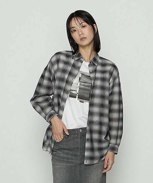 シアーボイルチェック ドロストシアーシャツ（7202HM02