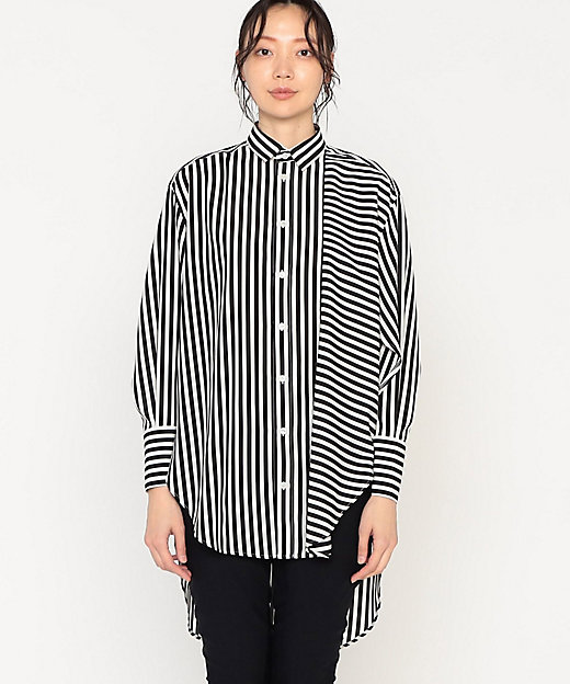 太ストライプ 長袖シャツ（7706HG09） | β (Women)/ベータ