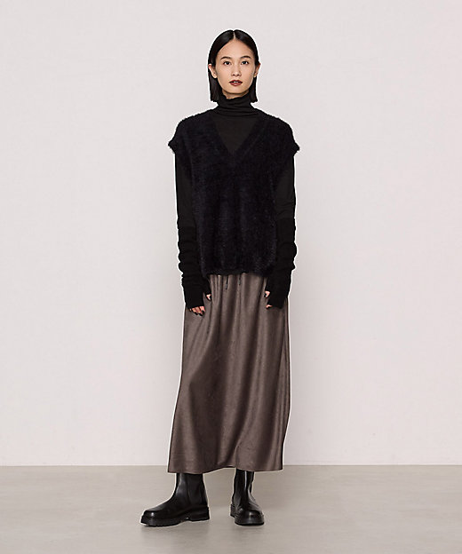 ＋サイズ 〕 マイクロナイロン フェザーヤーン2wayニットベスト