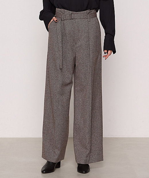 ヘリンボーンツイード タックワイドパンツ（0117PI05