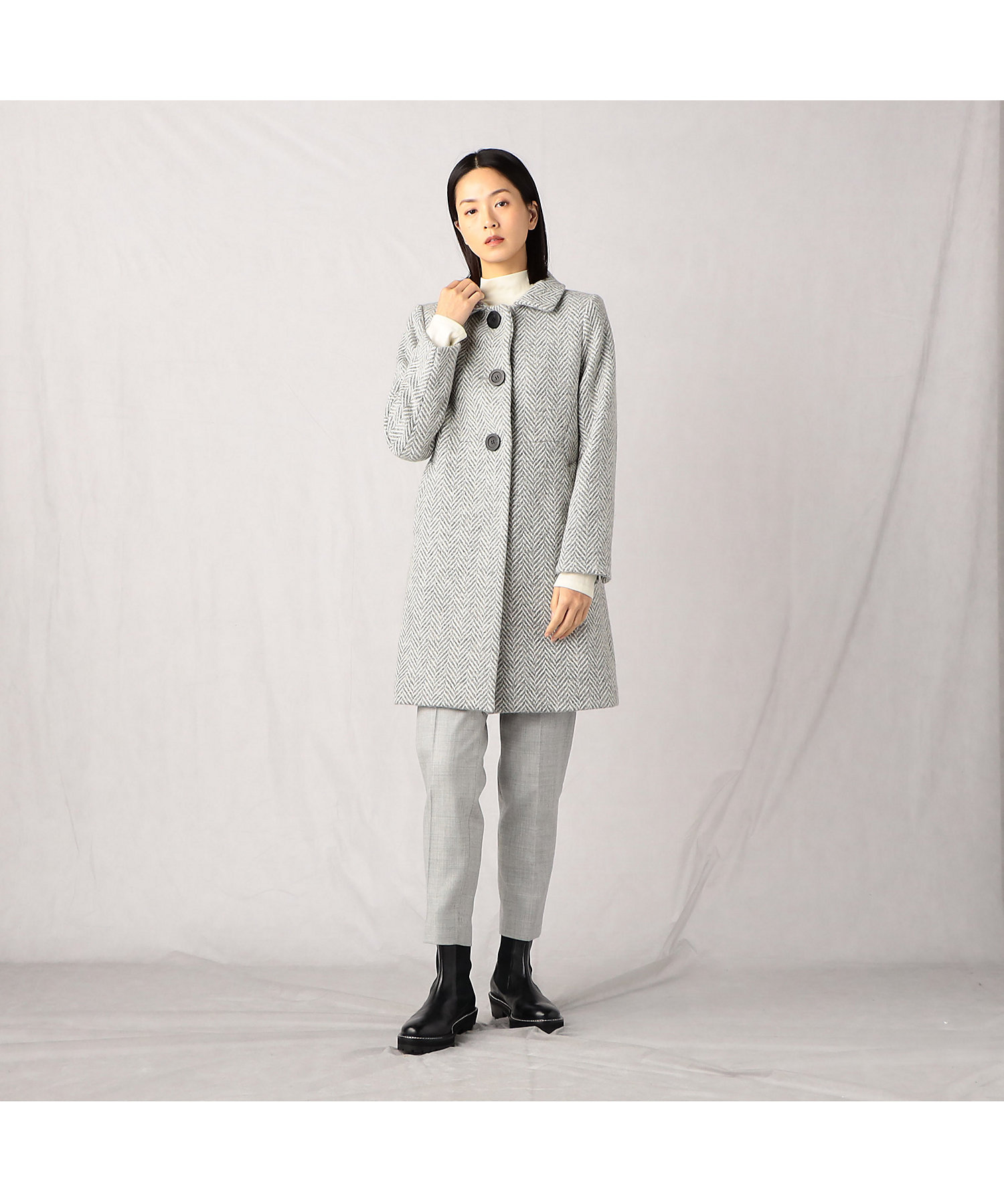 ヘリンボーンツイード クラシカルコート（0814WA02