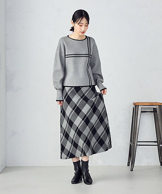 チェック柄 ニットスカート ／ セットアップ対応（1250FM11