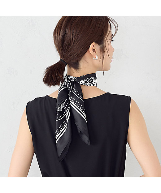 リング付き ペイズリー柄 スクエアスカーフ（1282RG01