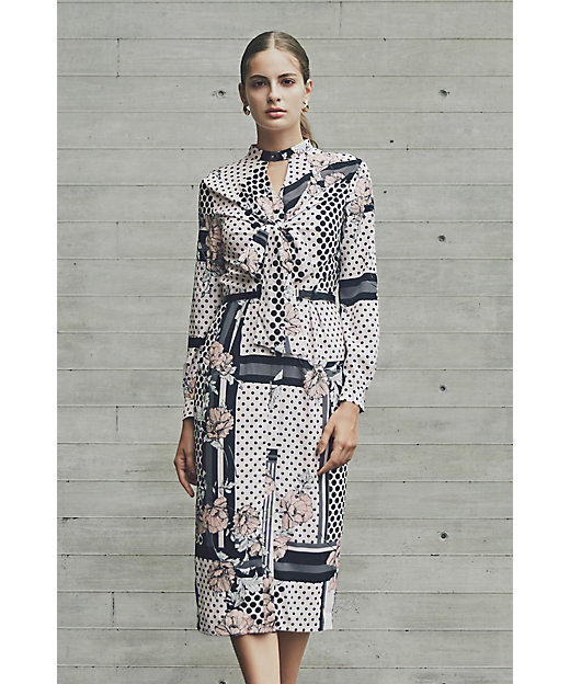 ◇ラインブロックフラワープリントワンピース（0314240181