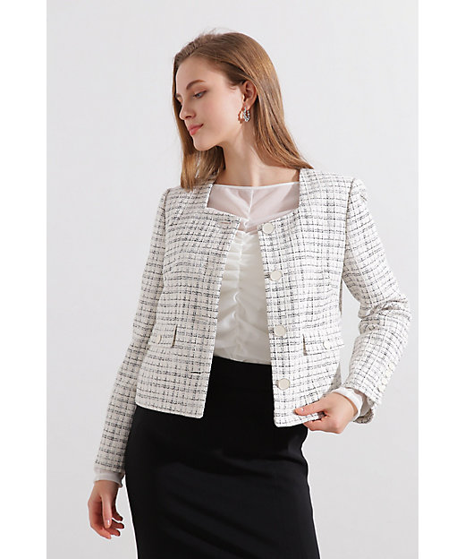 ◇スクエアーネックツイードジャケット（0315150204