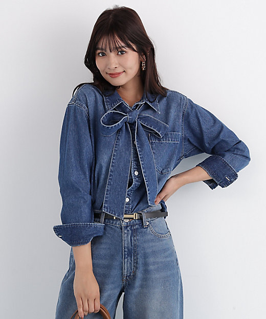 ネックリボンデニムシャツ（0316110108） | PINKY&DIANNE