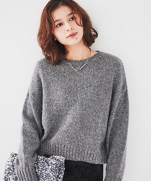 ラメ見え／ショート丈】クロップドニット（2002343834