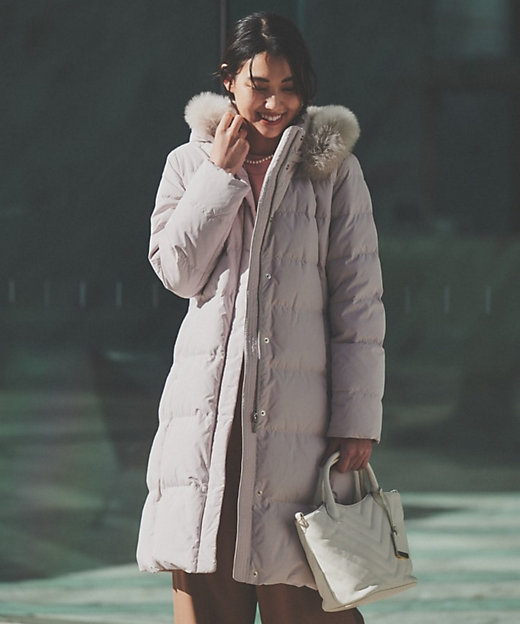 撥水／洗える／フード取り外し】ファー付きロングダウンコート