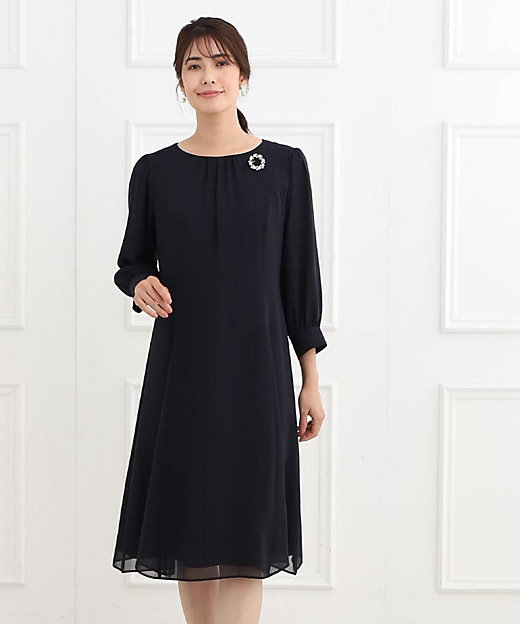 フォーマル／洗える】フィット＆フレアジョーゼットワンピース