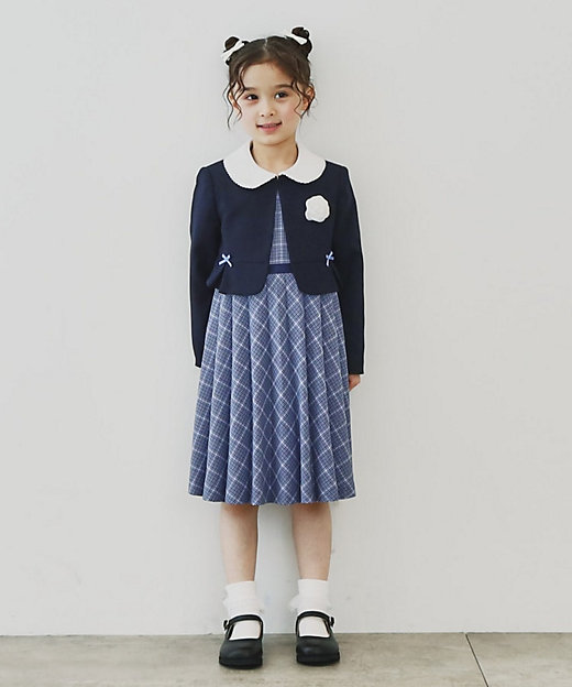 120－130】チェックワンピース＆ジャケットセット