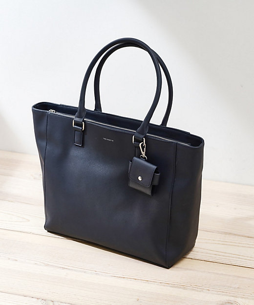 A4サイズ／ビジネスでも使える】合皮トートバッグ イヤホンケース