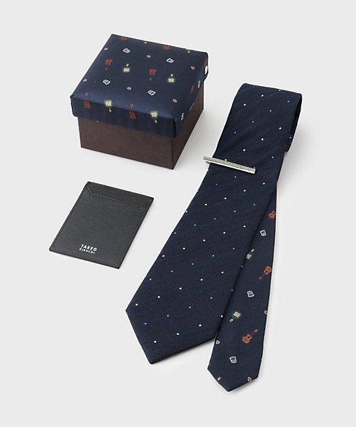 カラーBOXセット】ネクタイ＆タイバー＆単パスケース セット