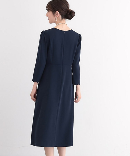 オケージョン対応可／スカラップ刺繍】膝下丈ワンピース