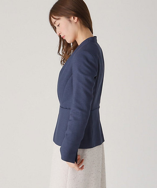 洗える／日本製／スーツ可】ノーカラージャケット