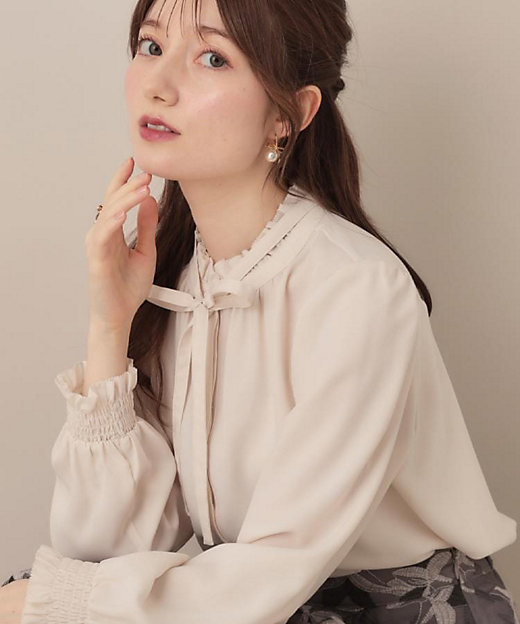 フェミニン・通勤】タイ付きピコフリルブラウス（2002544126