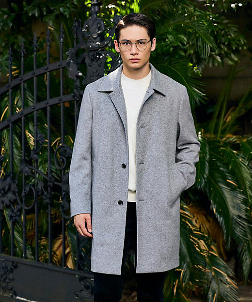 カシミヤブレンド ビーバー調ステンカラーコート