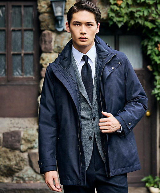 3WAY】グレンチェック ダウンライナー ブルゾン