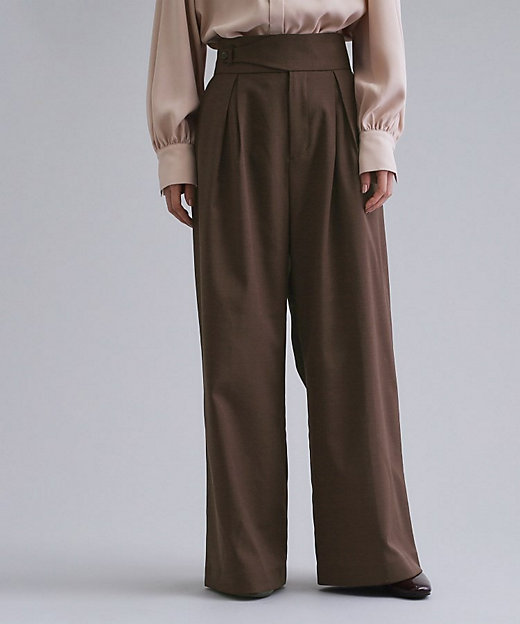 es】ハイウエストタックワイドパンツ【洗濯機洗い可