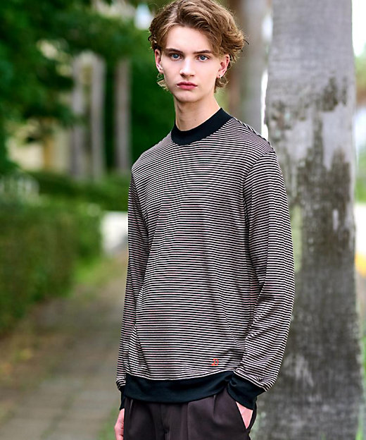 モックネック ボーダーカットソー（2002548826