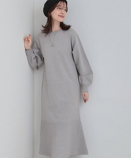 洗濯機可／S－LL】スタイルがすっきりに見える 裾マーメイドニット