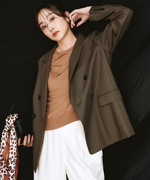 セットアップ可】ウールライク ダブルブレストジャケット