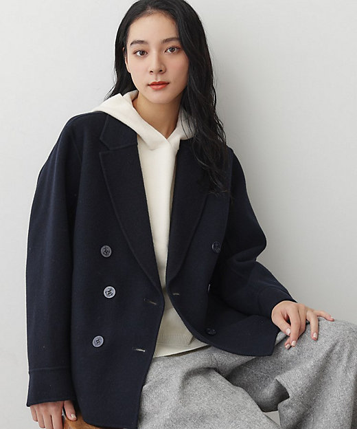 洗える】ウール混リバーメルトンコート（2002535851