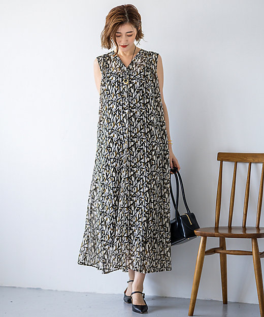 洗える】Ratti アブストラクトプリント ワンピース