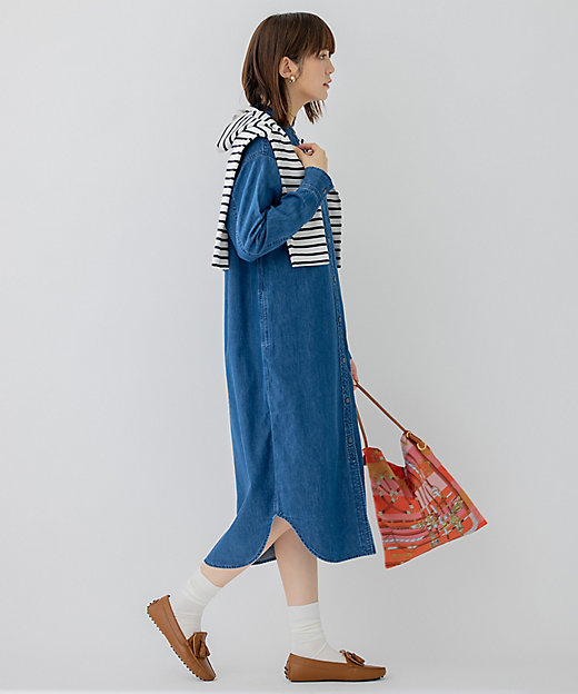 洗える】23区DENIM ライトダンガリー シャツ ワンピース