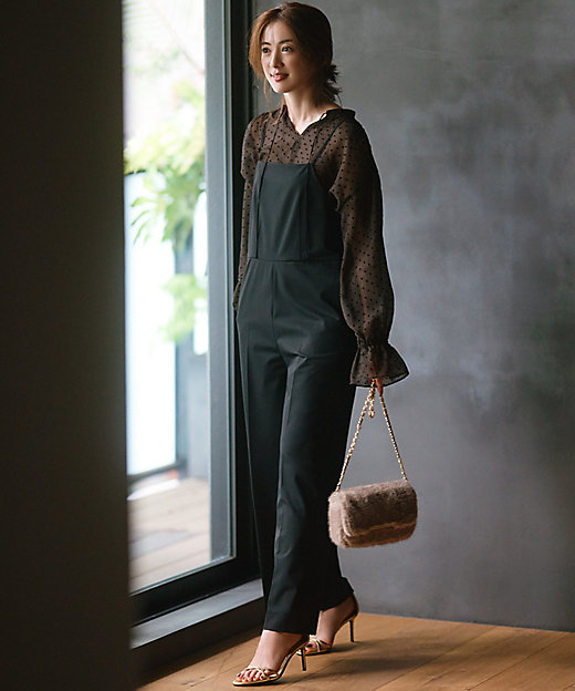 洗える】ドライ2WAYストレッチ サロペット（OPWWCA0223