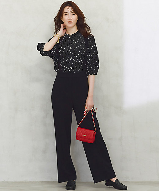 蛯原友里さん着用】トリアセダブルクロス ワイドストレート パンツ