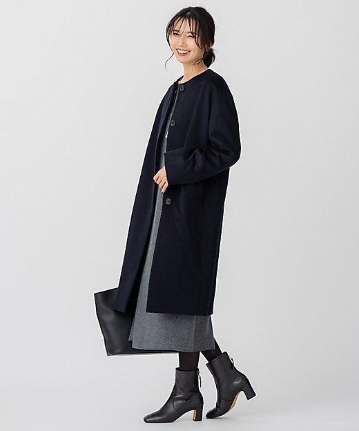 ウールカシミヤビーバー ノーカラー コート（SCWSNW0505