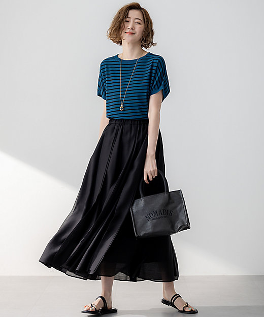 洗える】ソフトオーガンジー タック スカート（SKWOGM0412