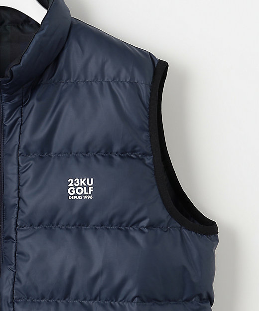 MEN】無地×チェック リバーシブル ダウンベスト