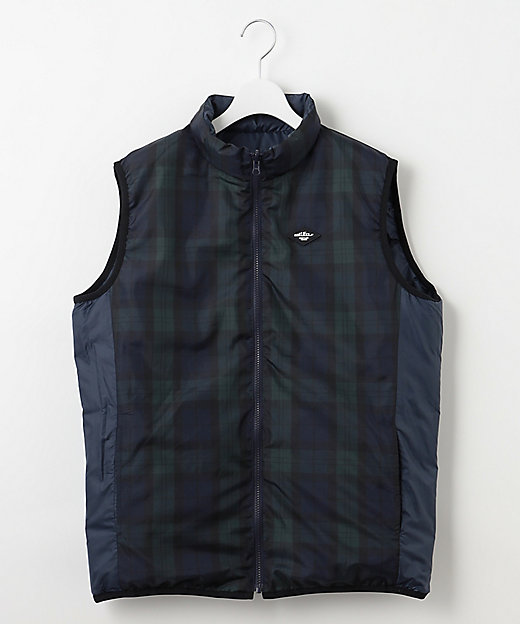MEN】無地×チェック リバーシブル ダウンベスト