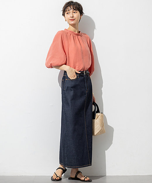 洗える】LIBECOリネン ボリュームスリーブ ブラウス