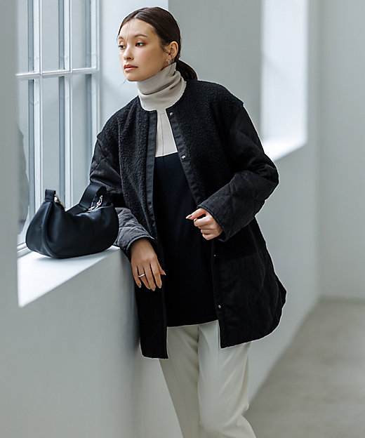 リバーシブル着用可能】 リバーシブルキルト ミドル丈コート