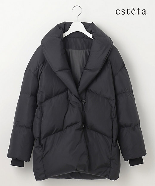 エステータ】ナイロンタフタ ショールカラー ダウンコート