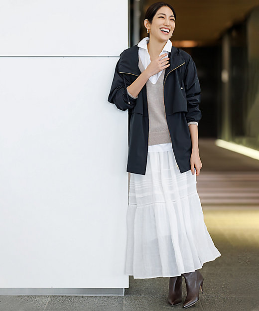 洗える／撥水加工】ナイロン2WAYストレッチ フーデットアウター