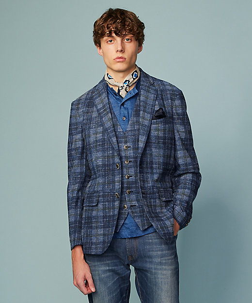 イタリア素材／軽量／ストレッチ】サマーツィード ジャージー プリント